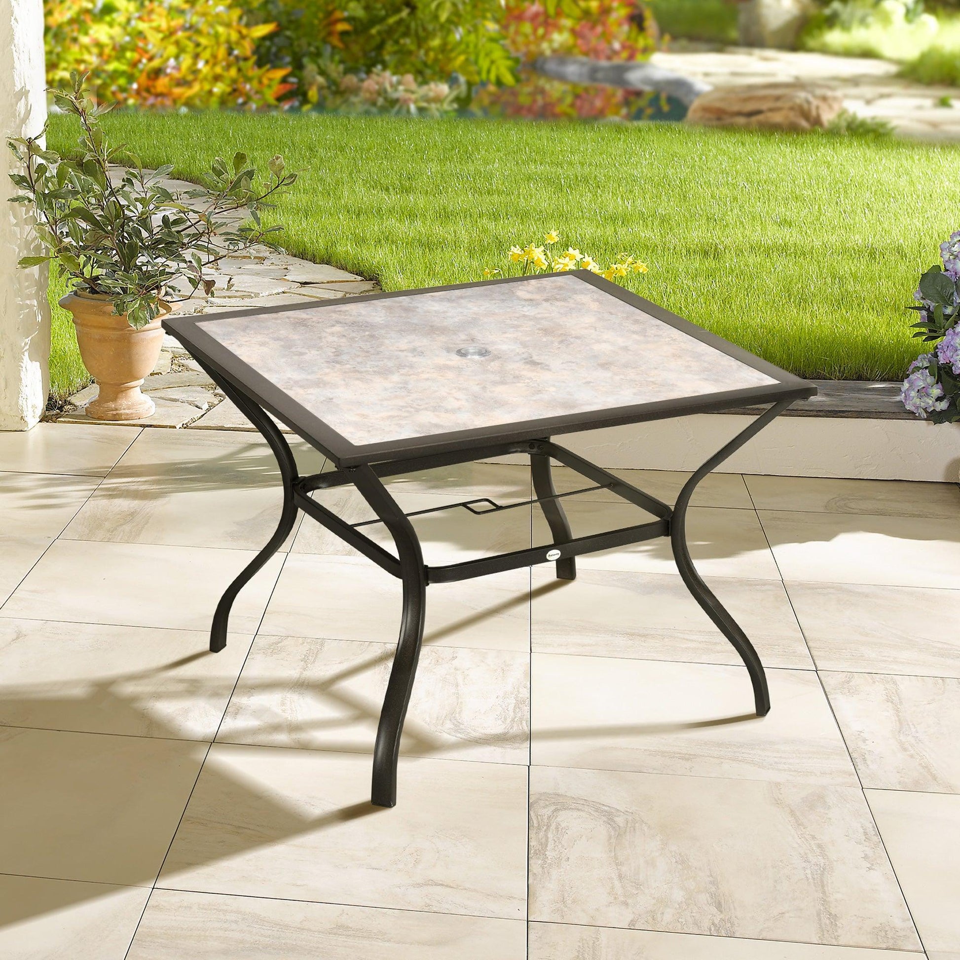 Outsunny Outdoor Dining Table with Umbrella Hole - Patio Perfection - ALL4U RETAILER LTD