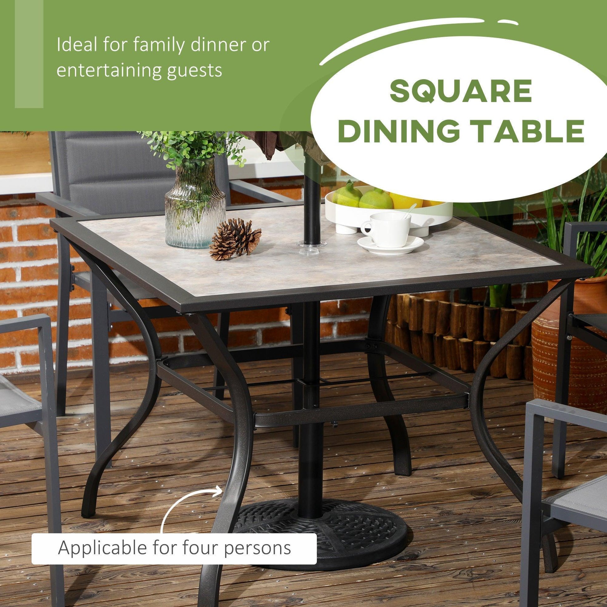 Outsunny Outdoor Dining Table with Umbrella Hole - Patio Perfection - ALL4U RETAILER LTD