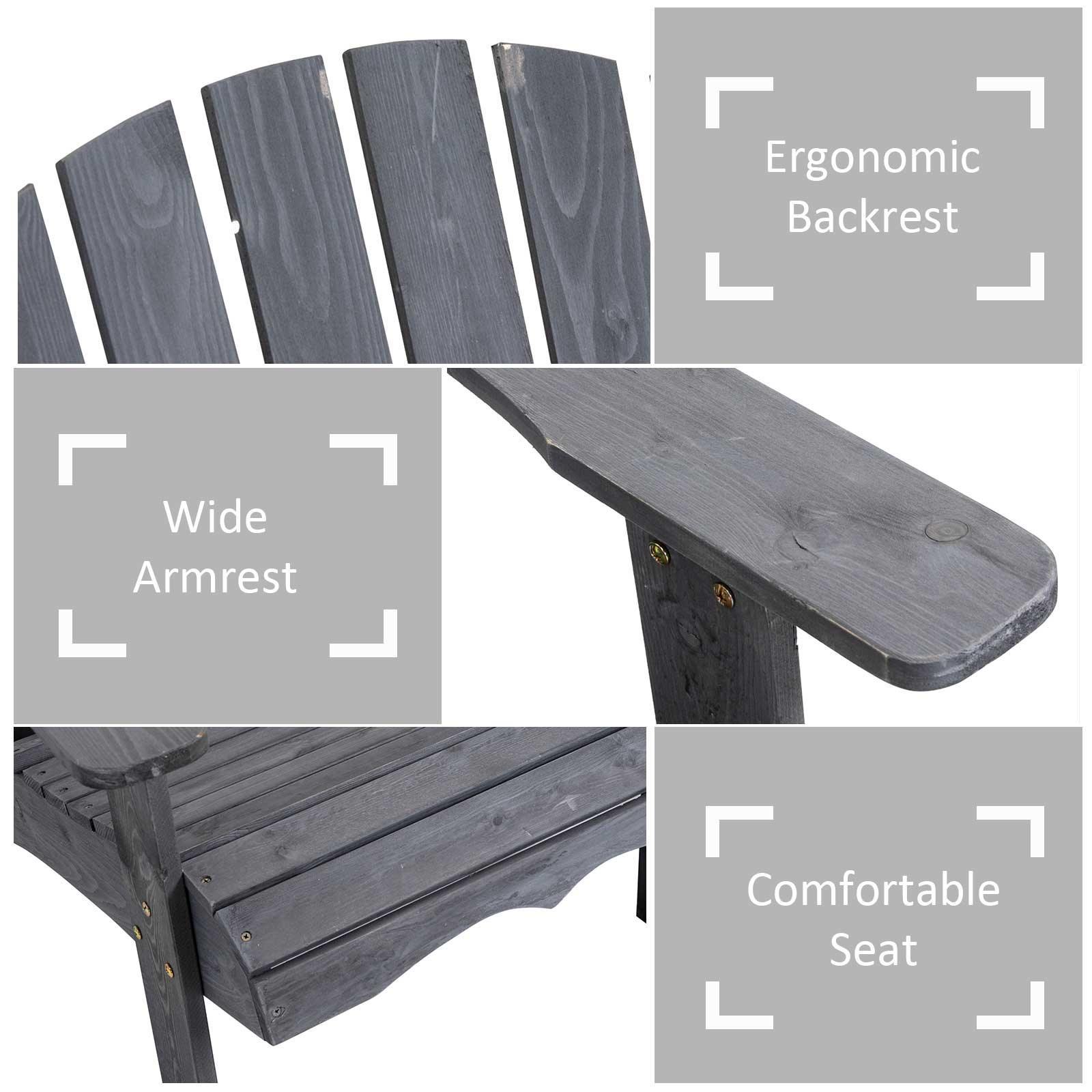 Outsunny Outdoor Double Adirondack Loveseat with Table & Umbrella - ALL4U RETAILER LTD