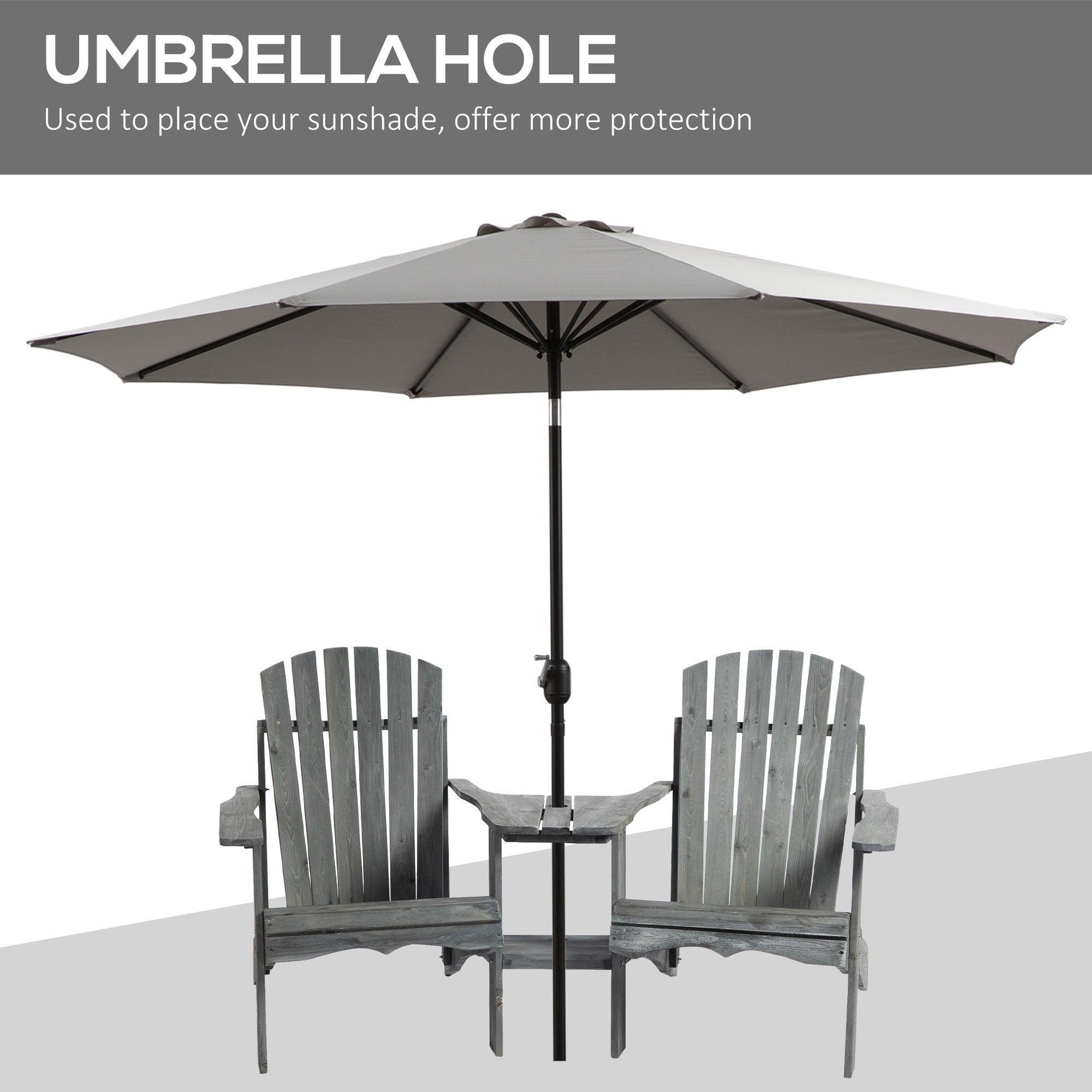 Outsunny Outdoor Double Adirondack Loveseat with Table & Umbrella - ALL4U RETAILER LTD