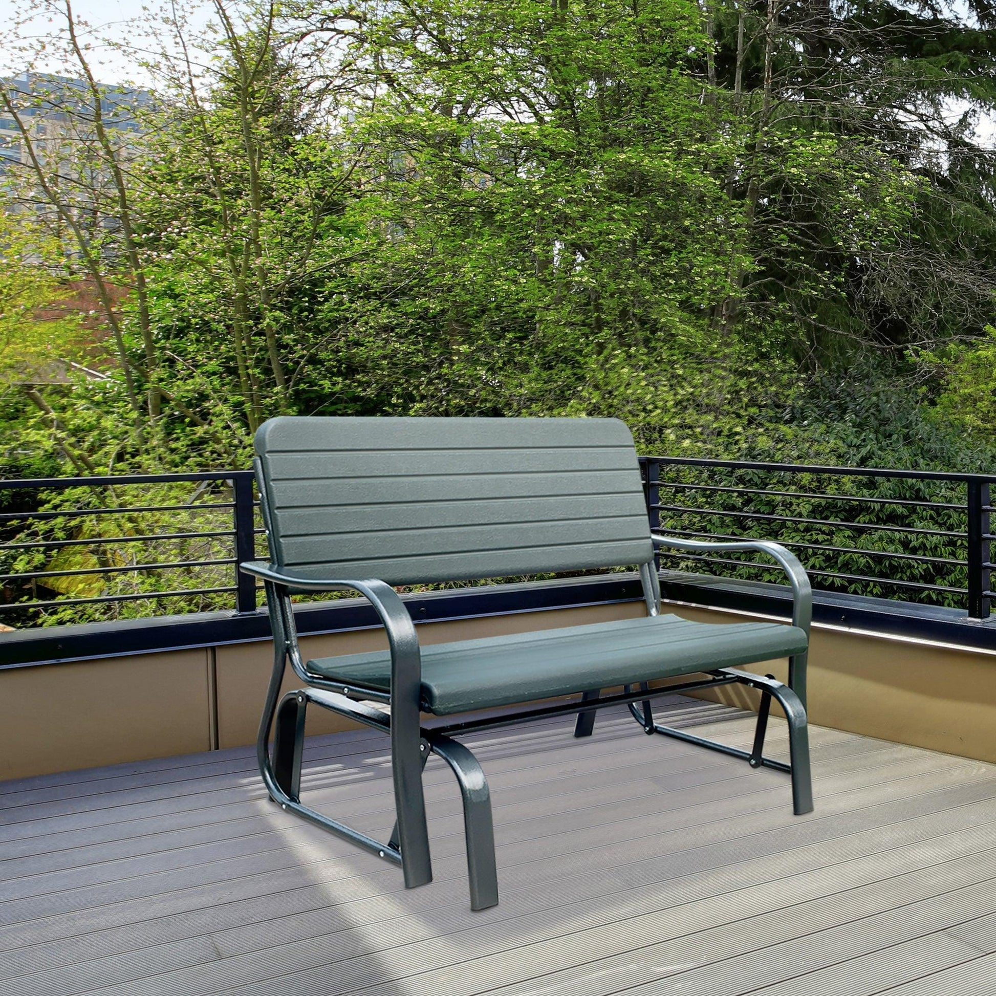 Outsunny Outdoor Double Glider Bench - Metal 2 Seater Swing Chair - ALL4U RETAILER LTD