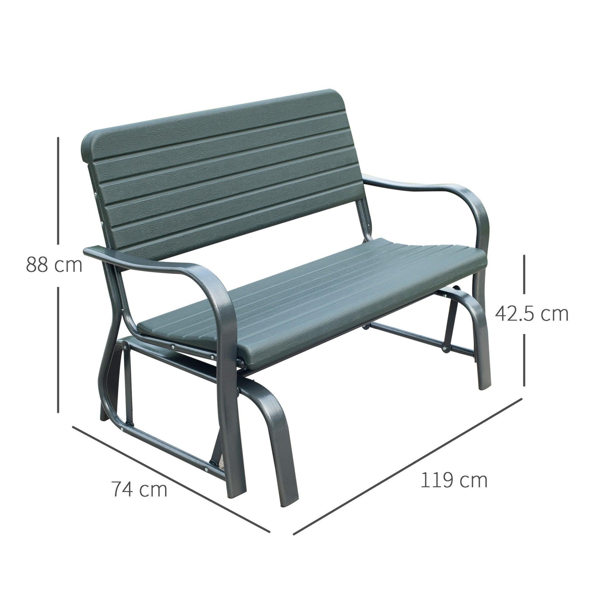 Outsunny Outdoor Double Glider Bench - Metal 2 Seater Swing Chair - ALL4U RETAILER LTD