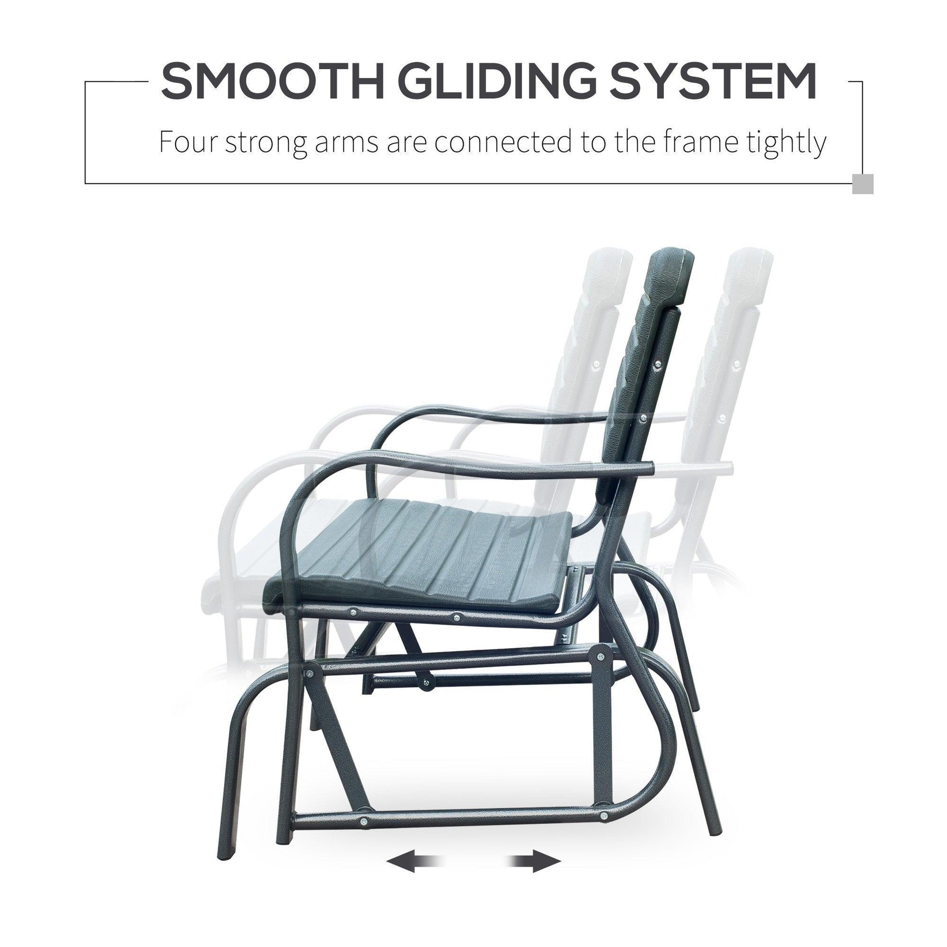 Outsunny Outdoor Double Glider Bench - Metal 2 Seater Swing Chair - ALL4U RETAILER LTD