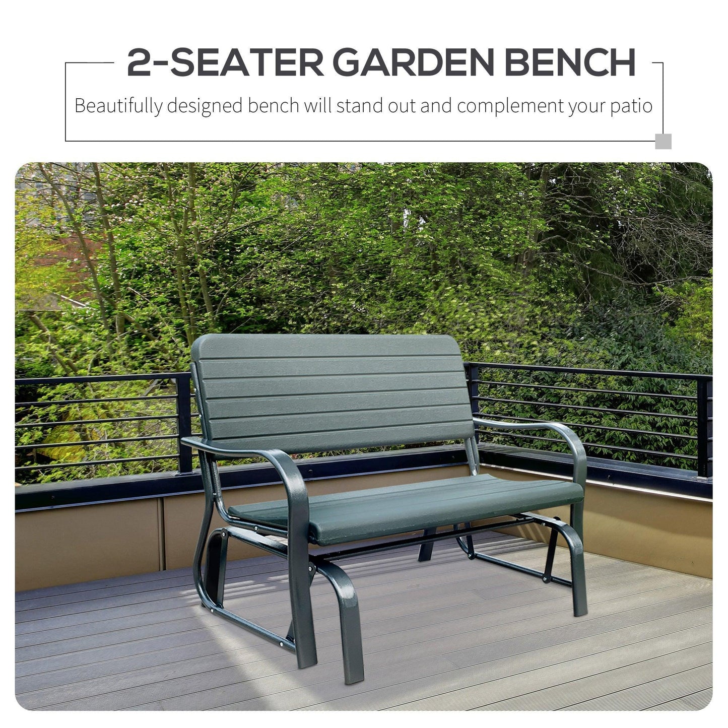 Outsunny Outdoor Double Glider Bench - Metal 2 Seater Swing Chair - ALL4U RETAILER LTD