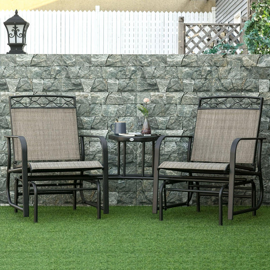 Outsunny Outdoor Double Glider Chair: Patio Rocking Bench with Table - ALL4U RETAILER LTD