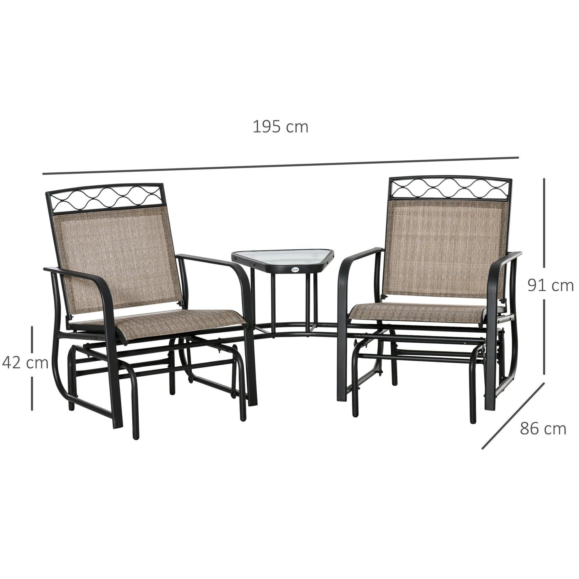 Outsunny Outdoor Double Glider Chair: Patio Rocking Bench with Table - ALL4U RETAILER LTD