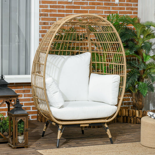 Outsunny Outdoor Egg Chair, Padded Cushions, Khaki - ALL4U RETAILER LTD