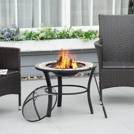 Outsunny Outdoor Fire Pit Table with Mosaic Design - ALL4U RETAILER LTD