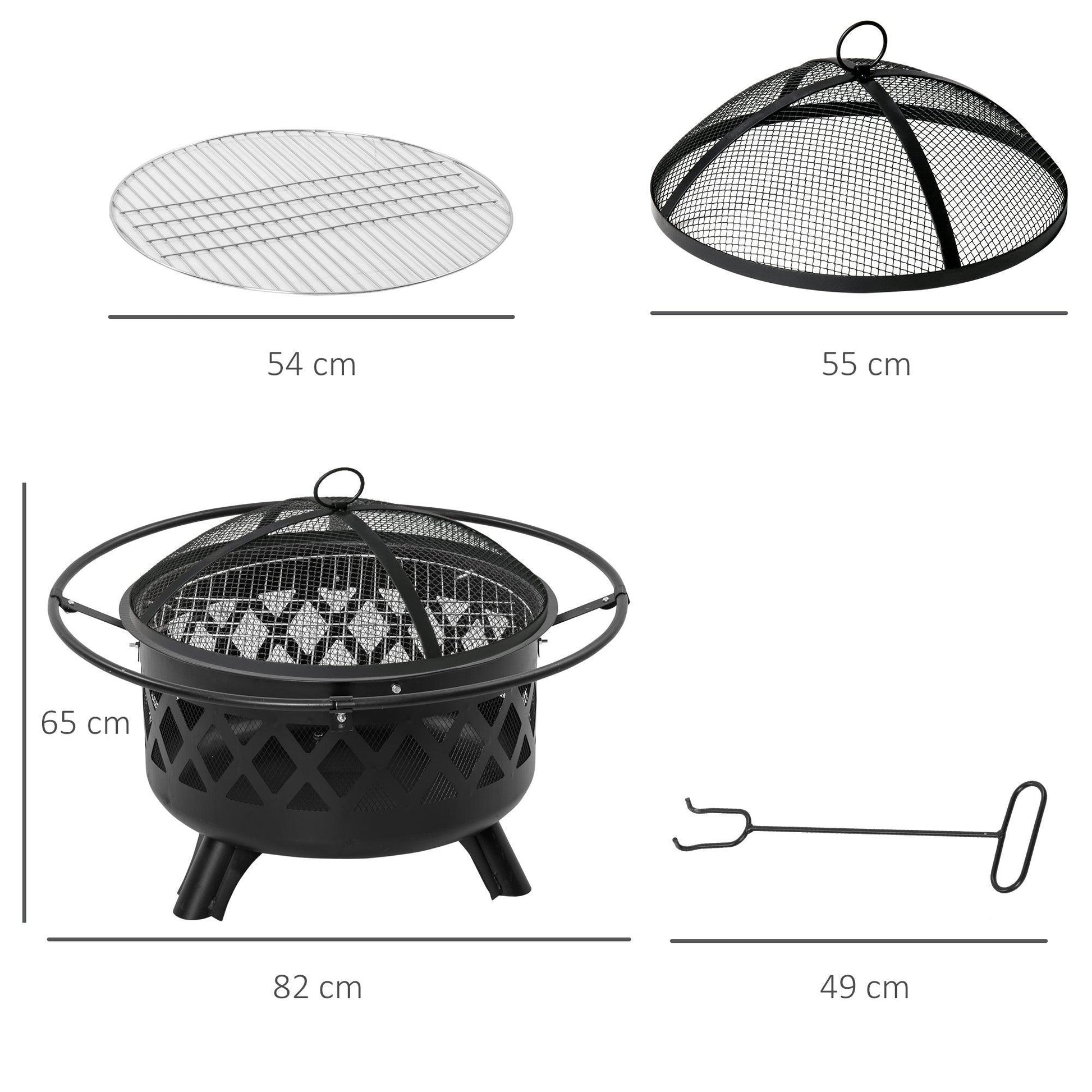 Outsunny Outdoor Fire Pit with BBQ Grill and Patio Heater - ALL4U RETAILER LTD