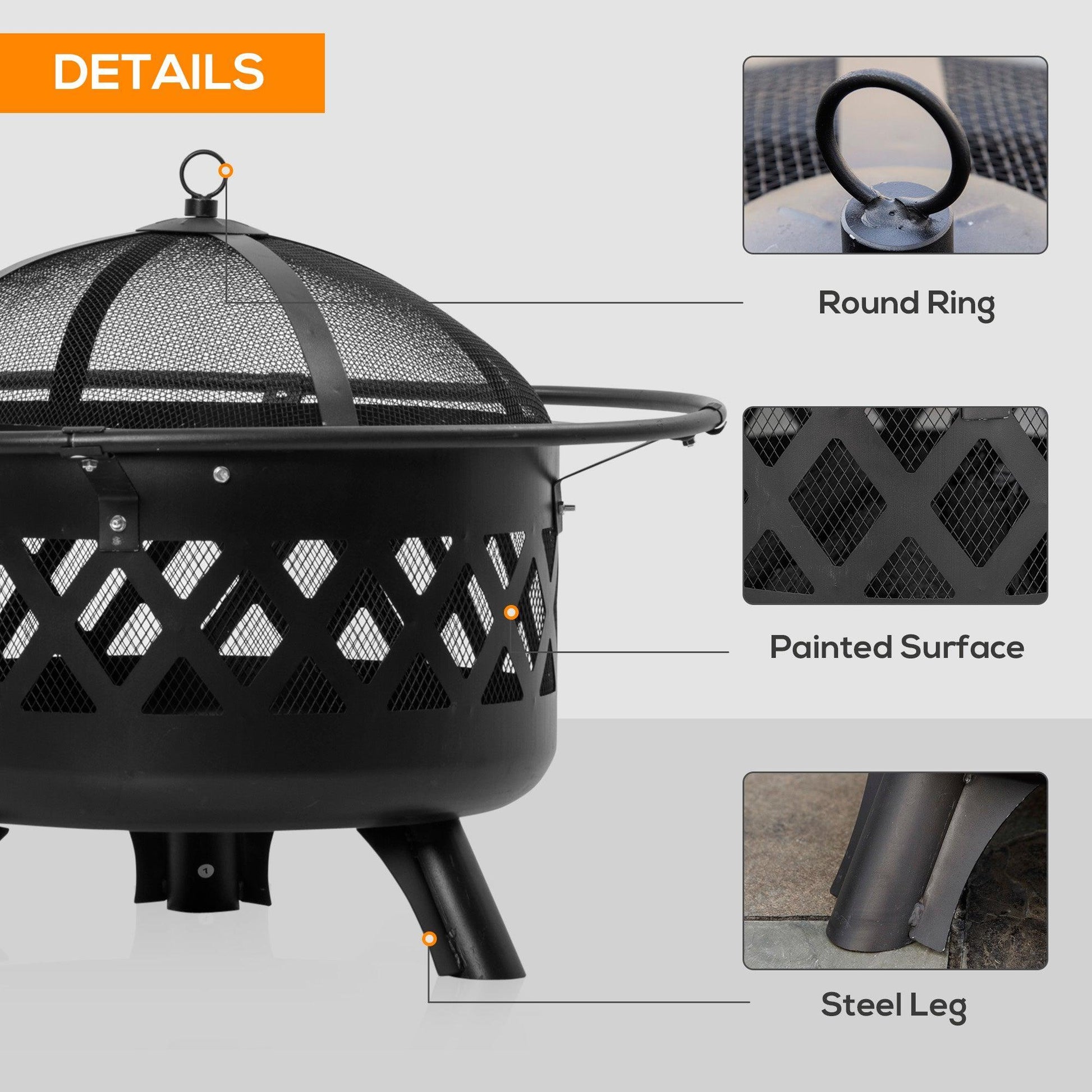 Outsunny Outdoor Fire Pit with BBQ Grill and Patio Heater - ALL4U RETAILER LTD