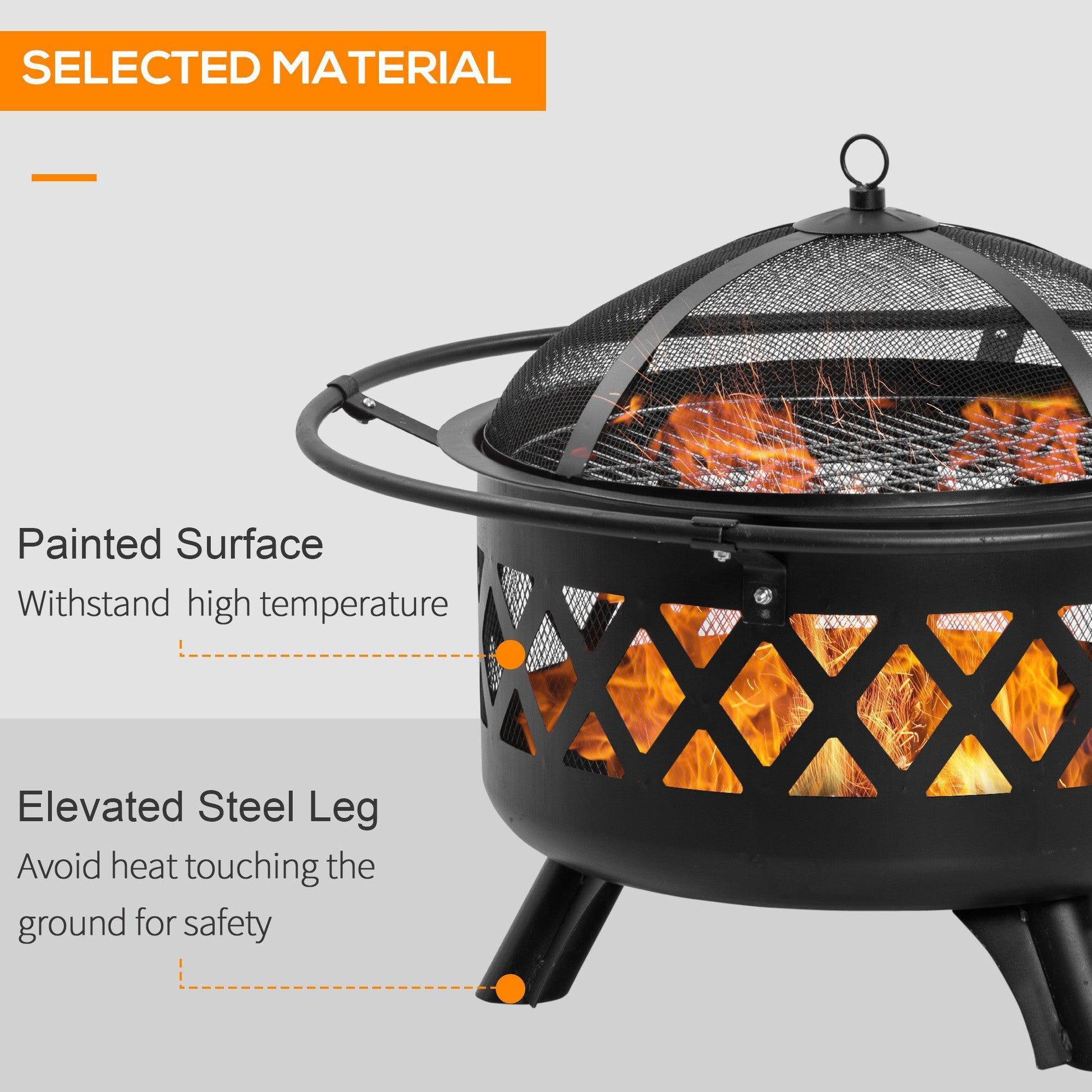 Outsunny Outdoor Fire Pit with BBQ Grill and Patio Heater - ALL4U RETAILER LTD