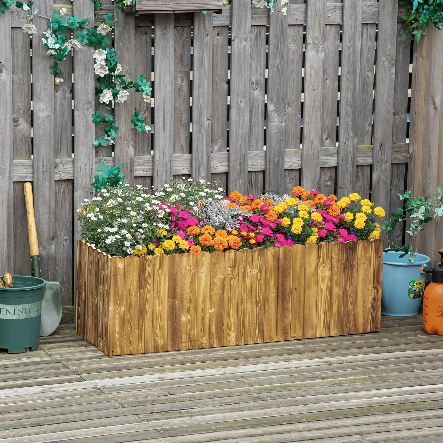 Outsunny Outdoor Flower Planter Box - Large Rectangular Raised Bed - ALL4U RETAILER LTD