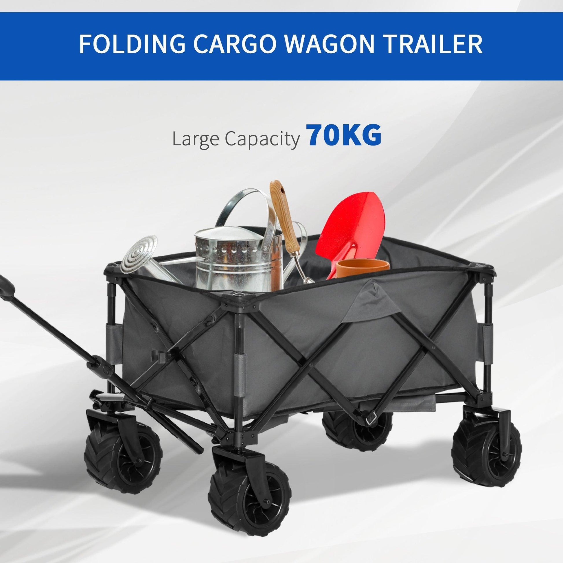 Outsunny Outdoor Folding Cargo Wagon - Dark Grey - ALL4U RETAILER LTD