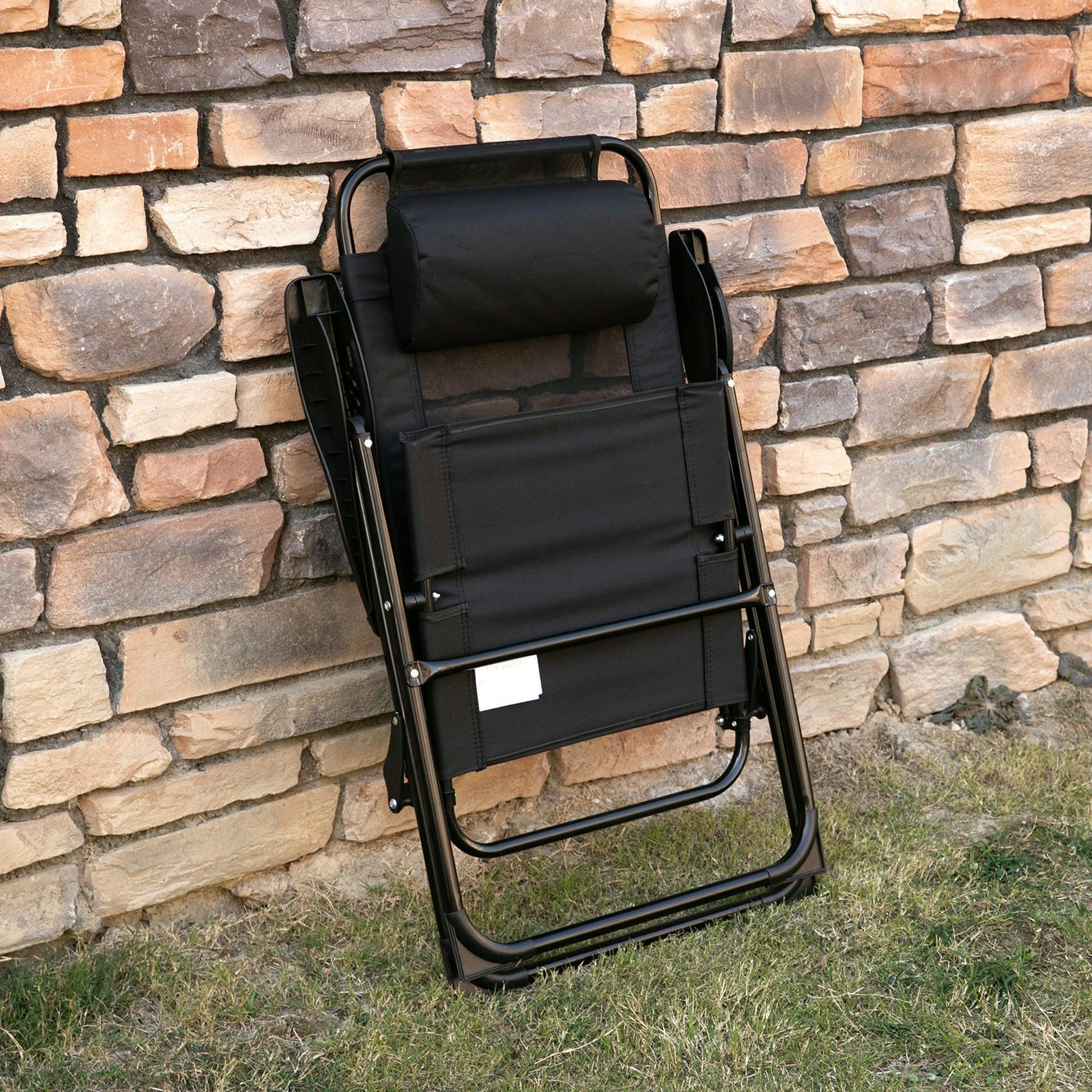 Outsunny Outdoor Folding Recliner Set: Adjustable Patio Lounge (2) - ALL4U RETAILER LTD