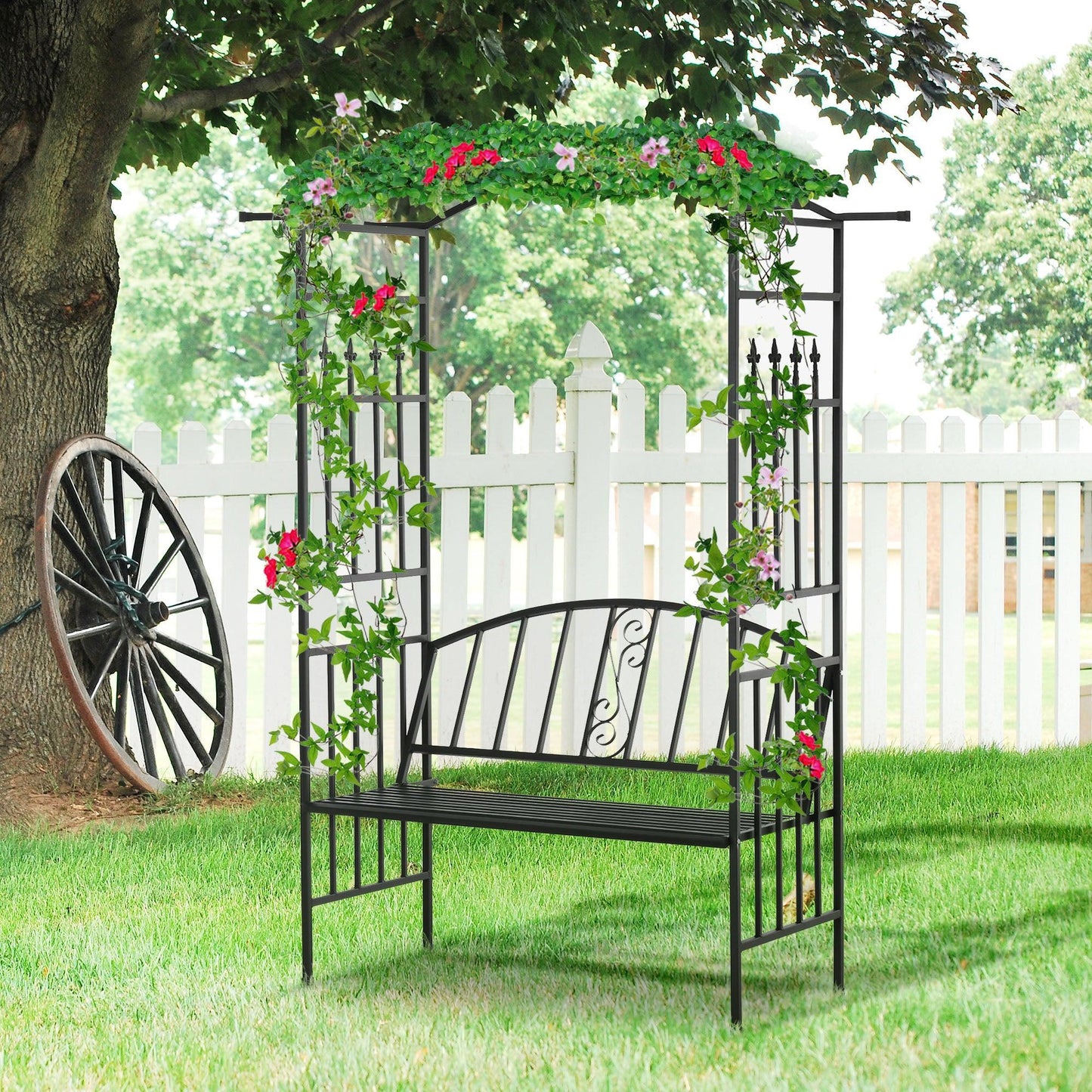 Outsunny Outdoor Garden Arch Bench - 154L x 60W x 205Hcm - ALL4U RETAILER LTD