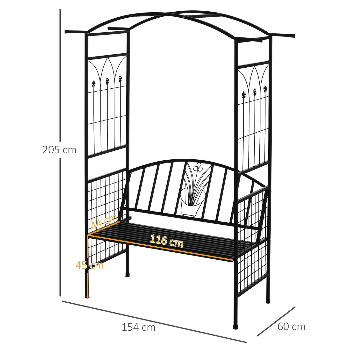 Outsunny Outdoor Garden Arch Bench - 154L x 60W x 205Hcm - ALL4U RETAILER LTD