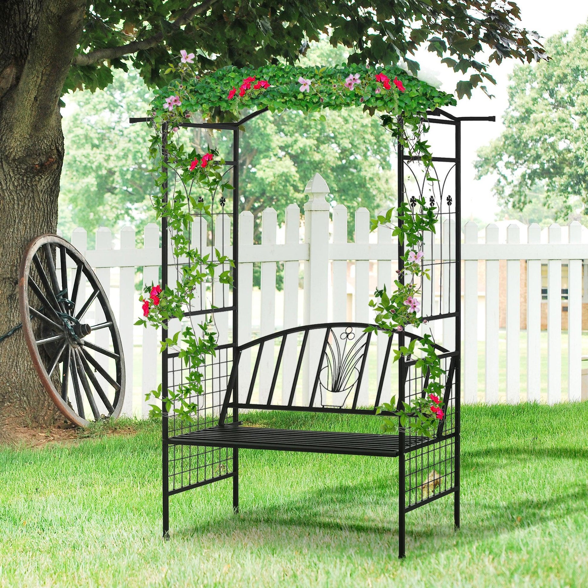 Outsunny Outdoor Garden Arch Bench - 154L x 60W x 205Hcm - ALL4U RETAILER LTD