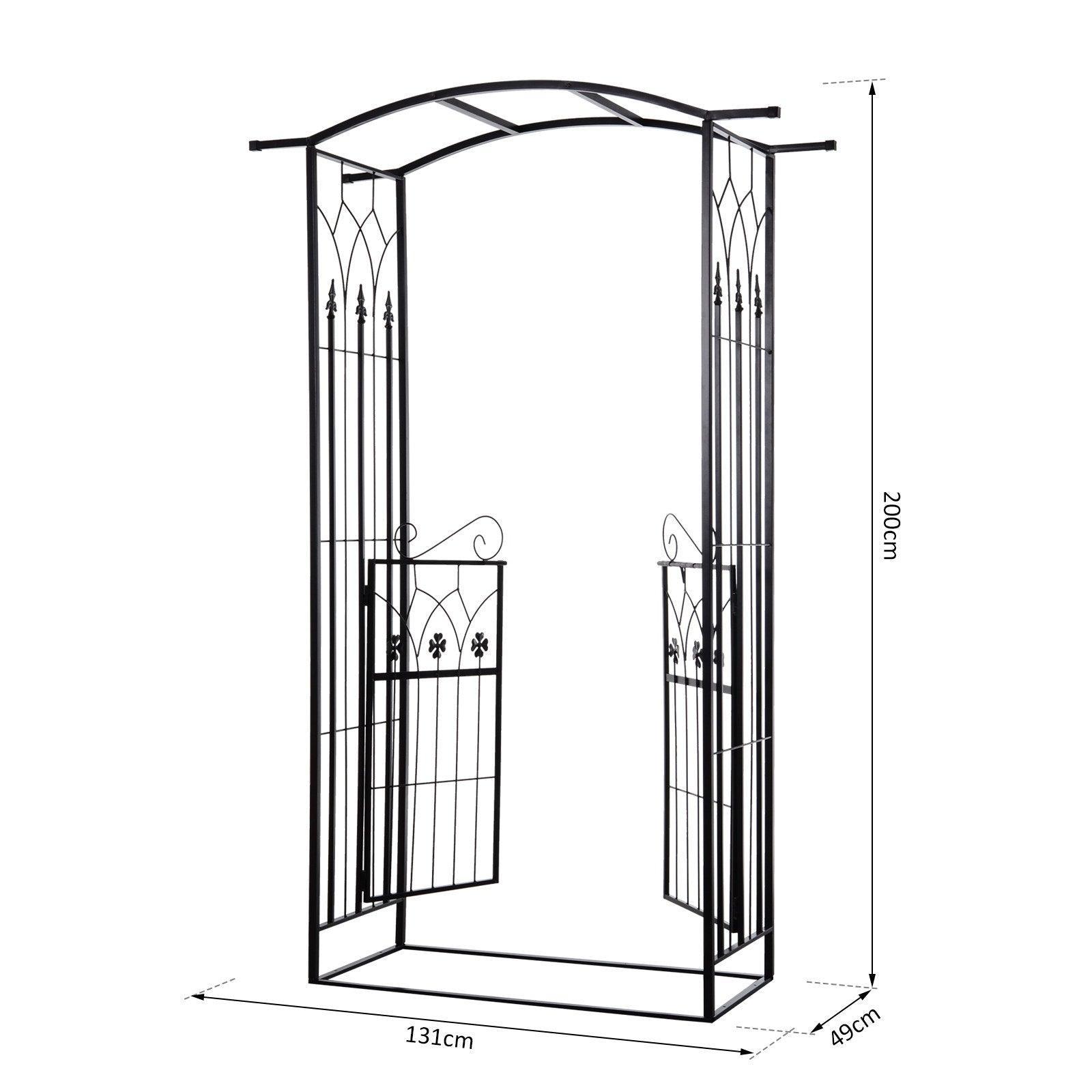 Outsunny Outdoor Garden Arch with Gate - Black - ALL4U RETAILER LTD