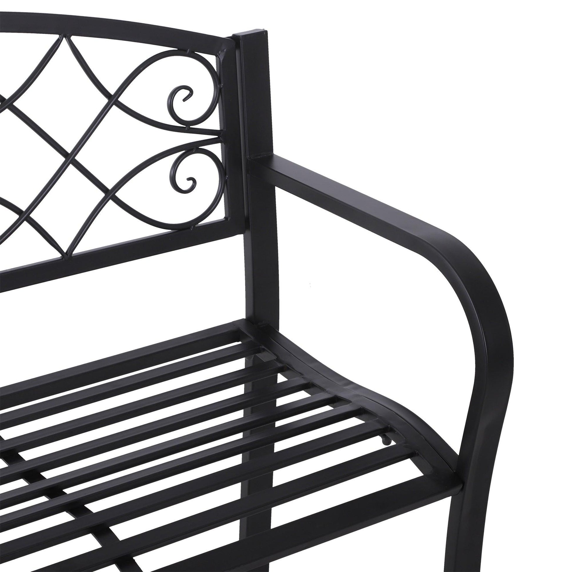 Outsunny Outdoor Garden Bench - 2 Seater Metal Patio Loveseat - ALL4U RETAILER LTD