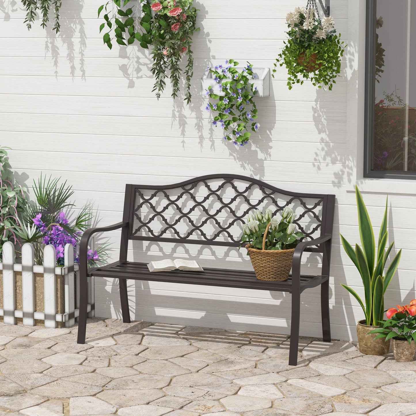 Outsunny Outdoor Garden Bench, Antique Style, Brown - ALL4U RETAILER LTD