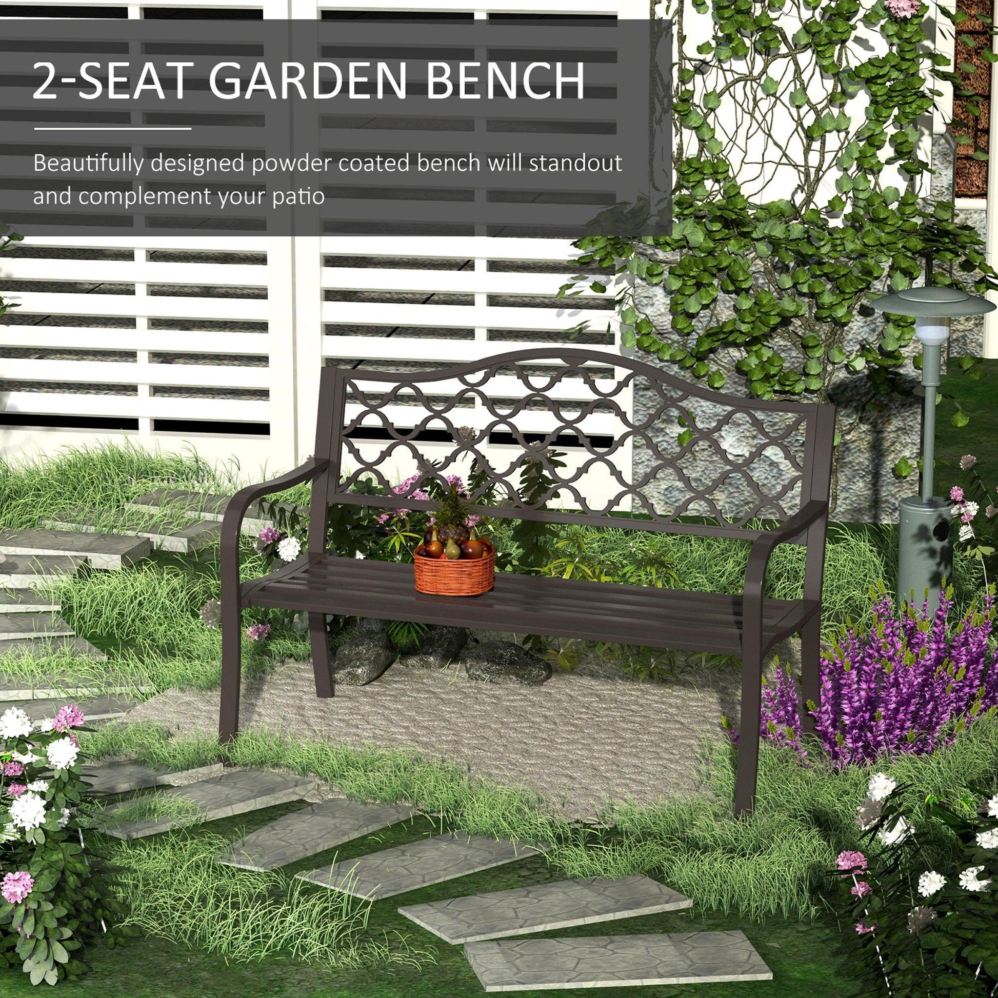 Outsunny Outdoor Garden Bench, Antique Style, Brown - ALL4U RETAILER LTD