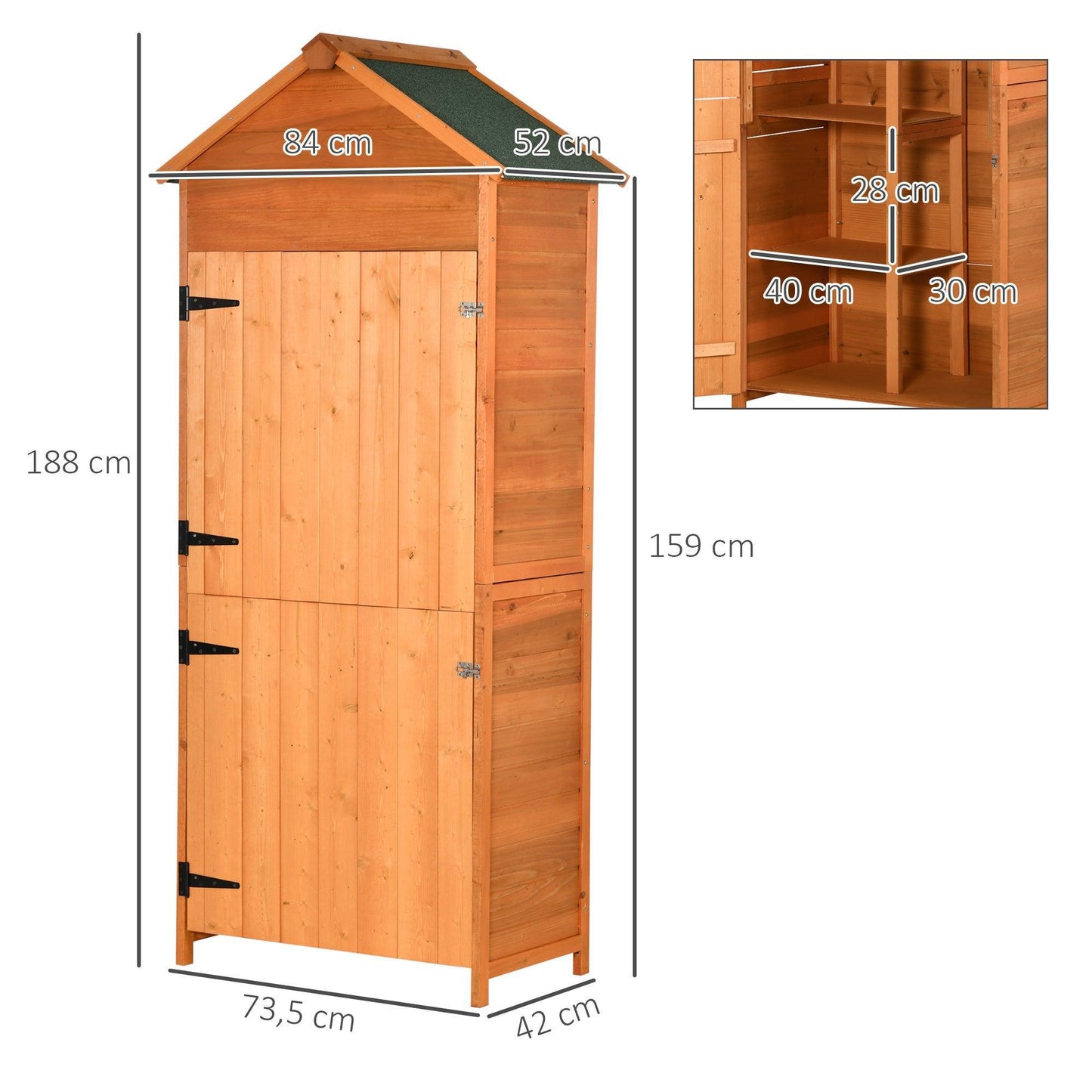 Outsunny Outdoor Garden Shed - Teak Finish - ALL4U RETAILER LTD