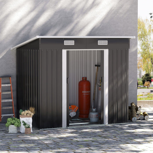 Outsunny Outdoor Garden Storage Shed: 6.8x4.3ft, Black - ALL4U RETAILER LTD