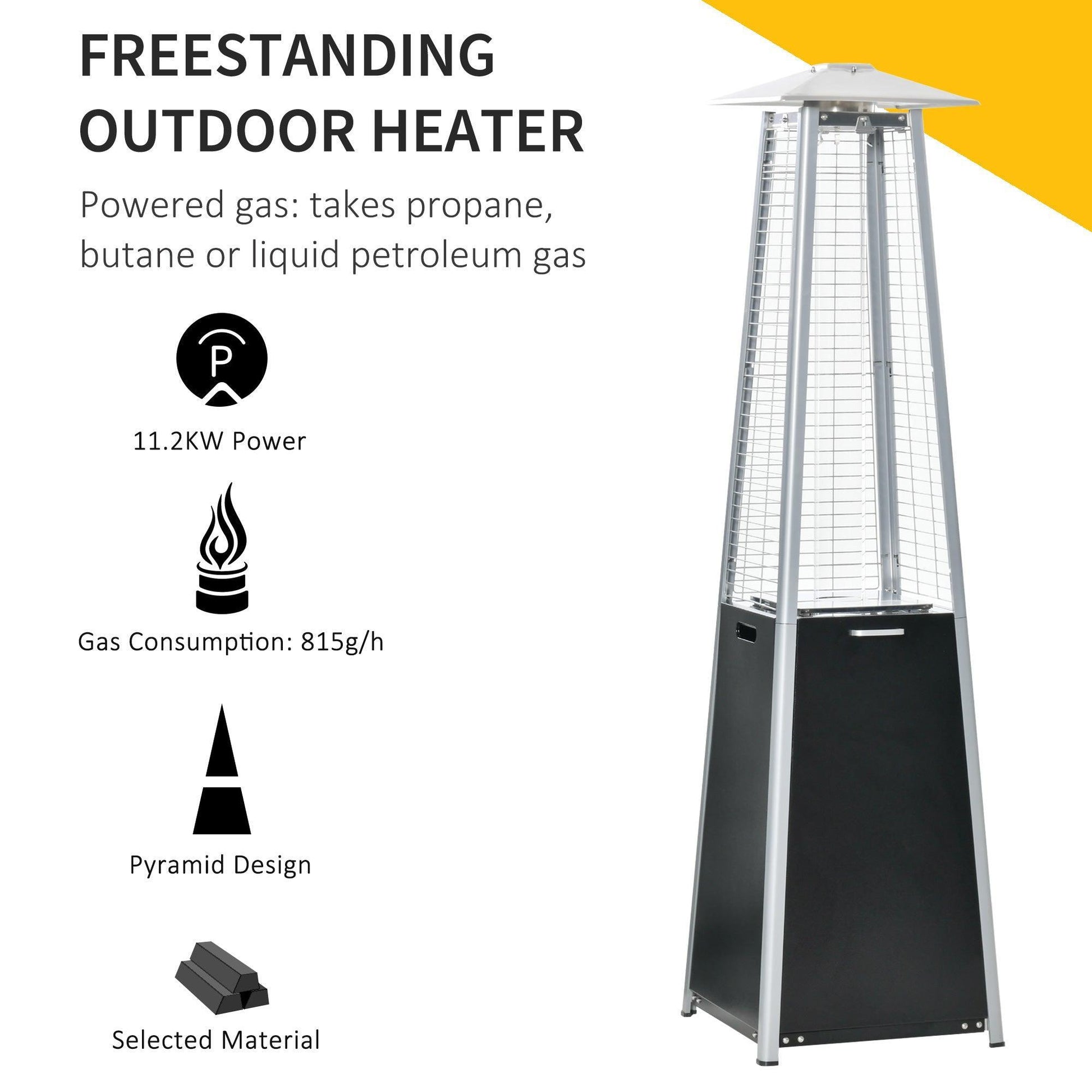 Outsunny Outdoor Gas Heater 11.2KW - Stylish & Portable - ALL4U RETAILER LTD