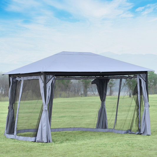 Outsunny Outdoor Gazebo Canopy Tent with Curtains - ALL4U RETAILER LTD