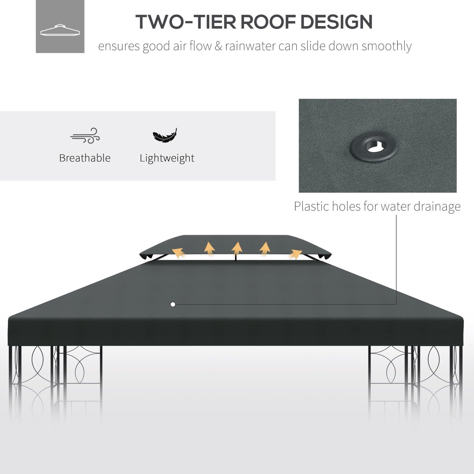 Outsunny Outdoor Gazebo Roof Canopy - 3x4m, Deep Grey - ALL4U RETAILER LTD