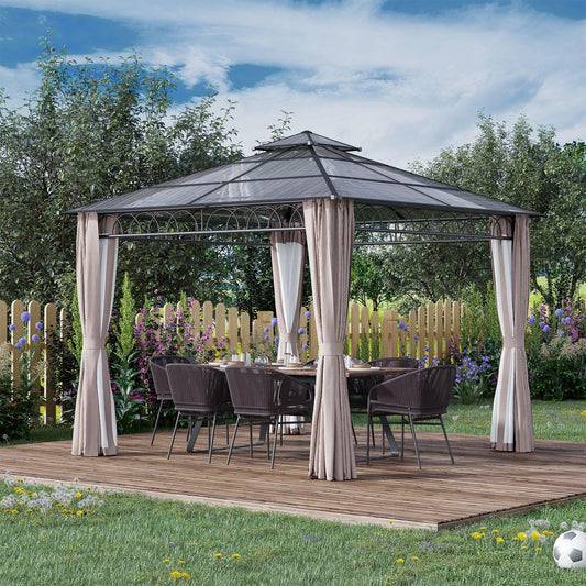 Outsunny Outdoor Gazebo: Steel Frame, Polycarbonate Roof - ALL4U RETAILER LTD