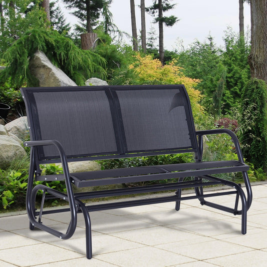 Outsunny Outdoor Glider Bench Loveseat, Black - ALL4U RETAILER LTD