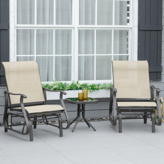 Outsunny Outdoor Gliding Chair Set with Armchairs & Table - ALL4U RETAILER LTD