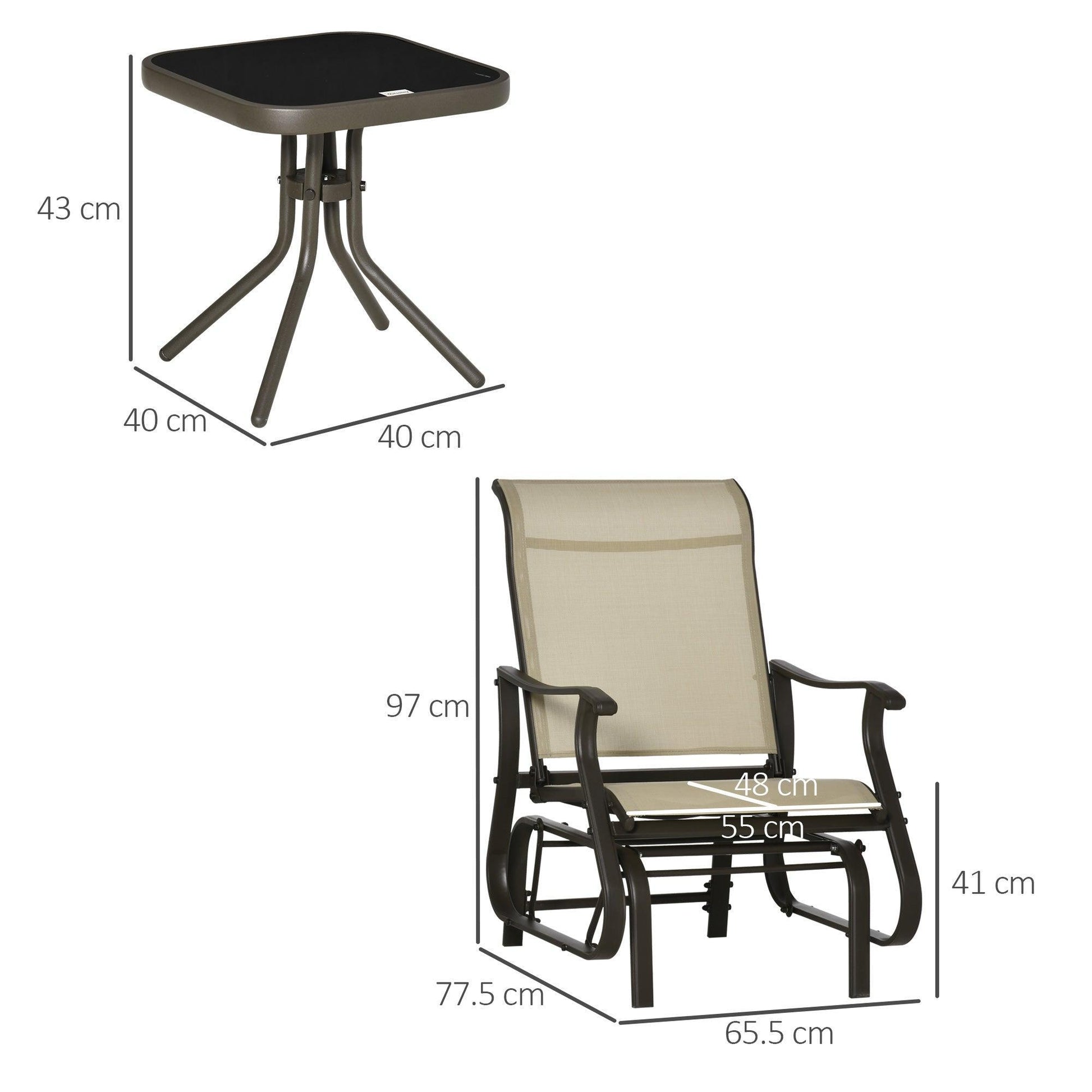 Outsunny Outdoor Gliding Chair Set with Armchairs & Table - ALL4U RETAILER LTD