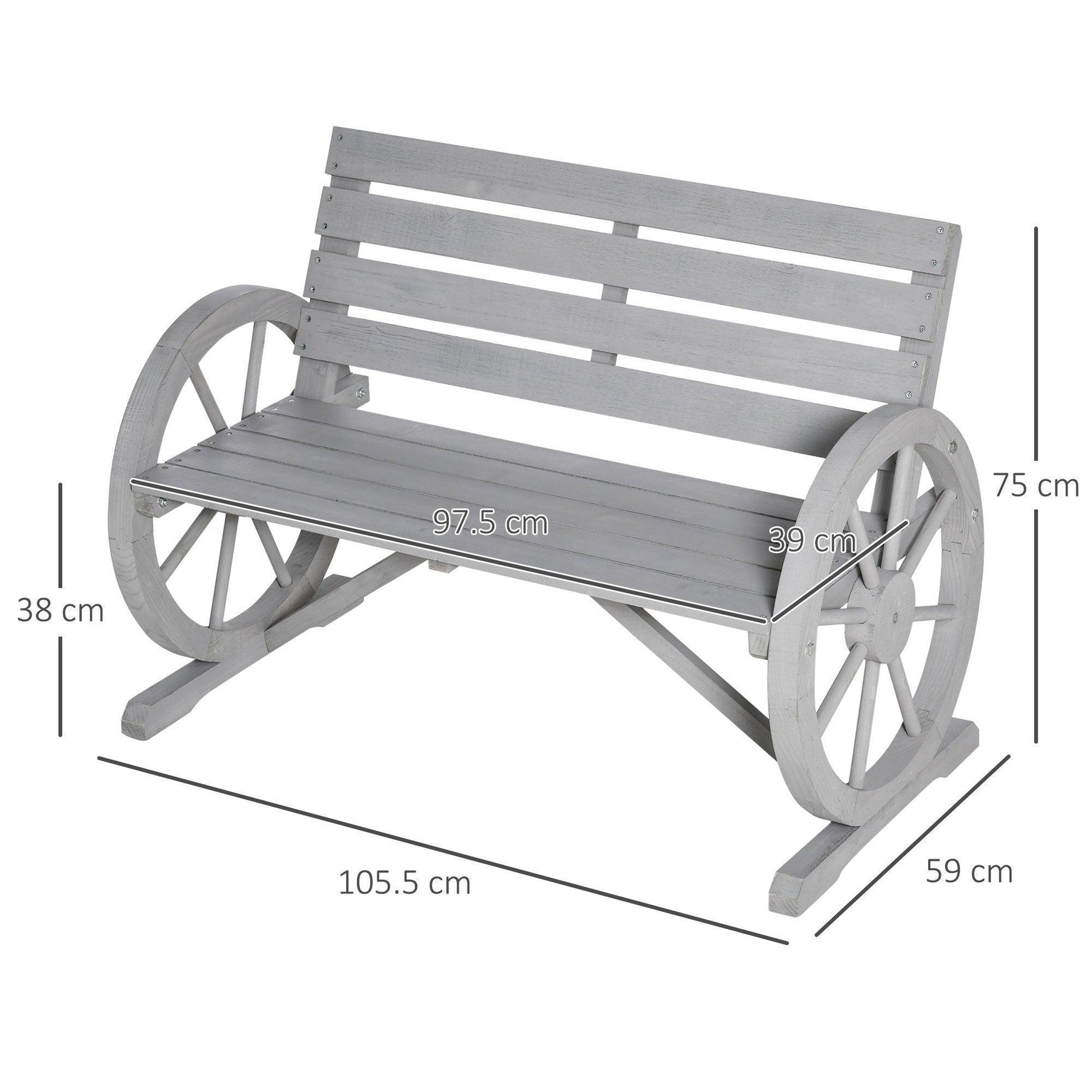 Outsunny Outdoor Grey Garden Bench - 2 Seater - ALL4U RETAILER LTD