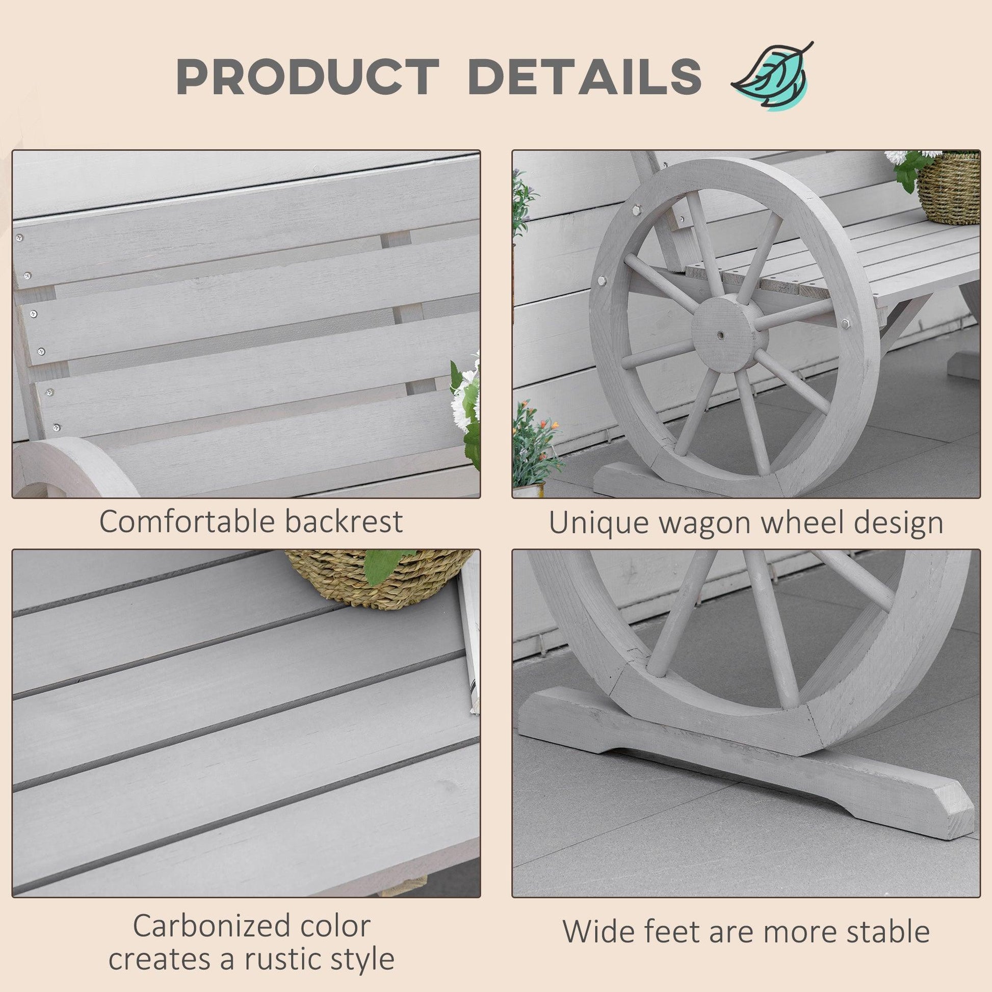 Outsunny Outdoor Grey Garden Bench - 2 Seater - ALL4U RETAILER LTD