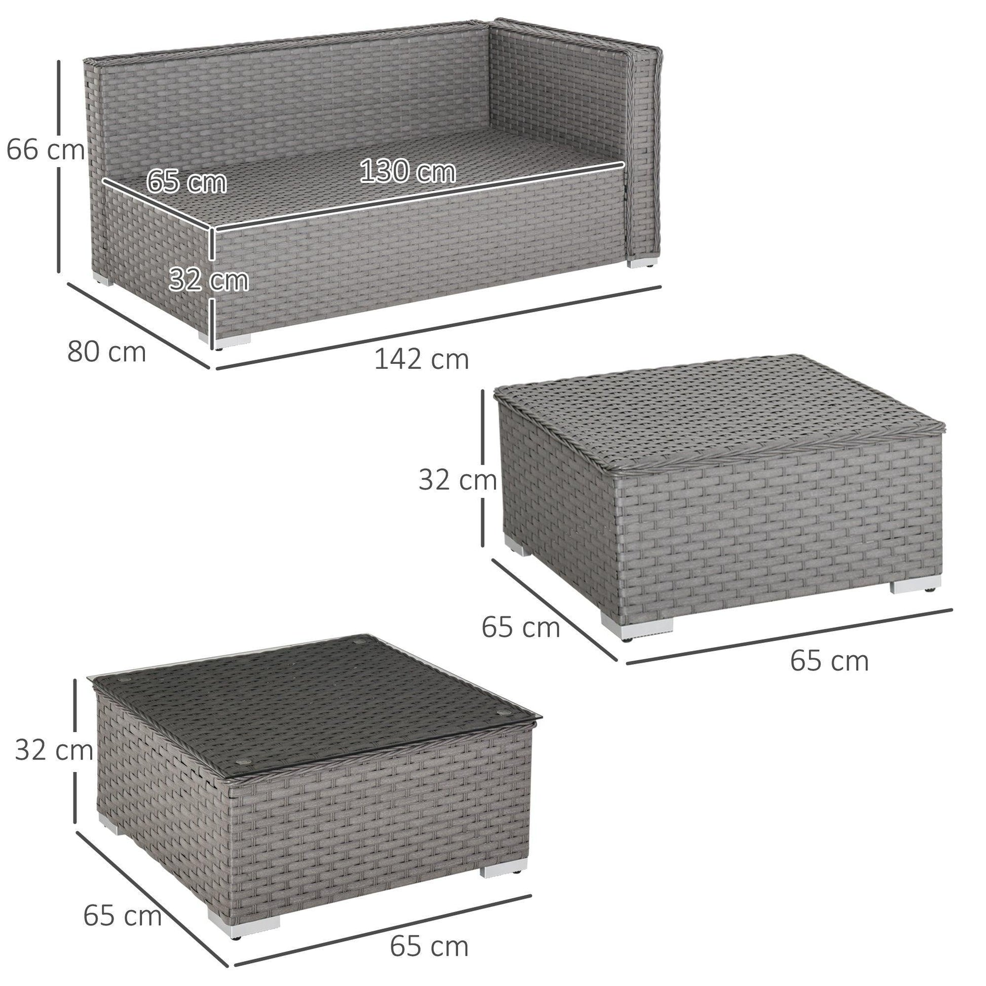 Outsunny Outdoor Grey Rattan Corner Sofa Set - ALL4U RETAILER LTD