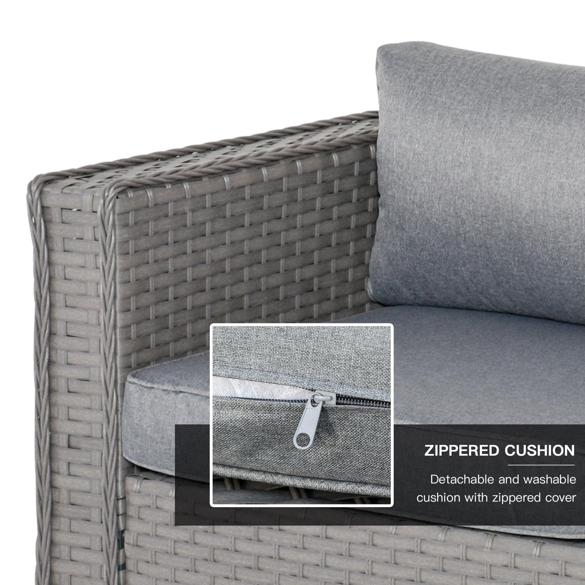 Outsunny Outdoor Grey Rattan Corner Sofa Set - ALL4U RETAILER LTD