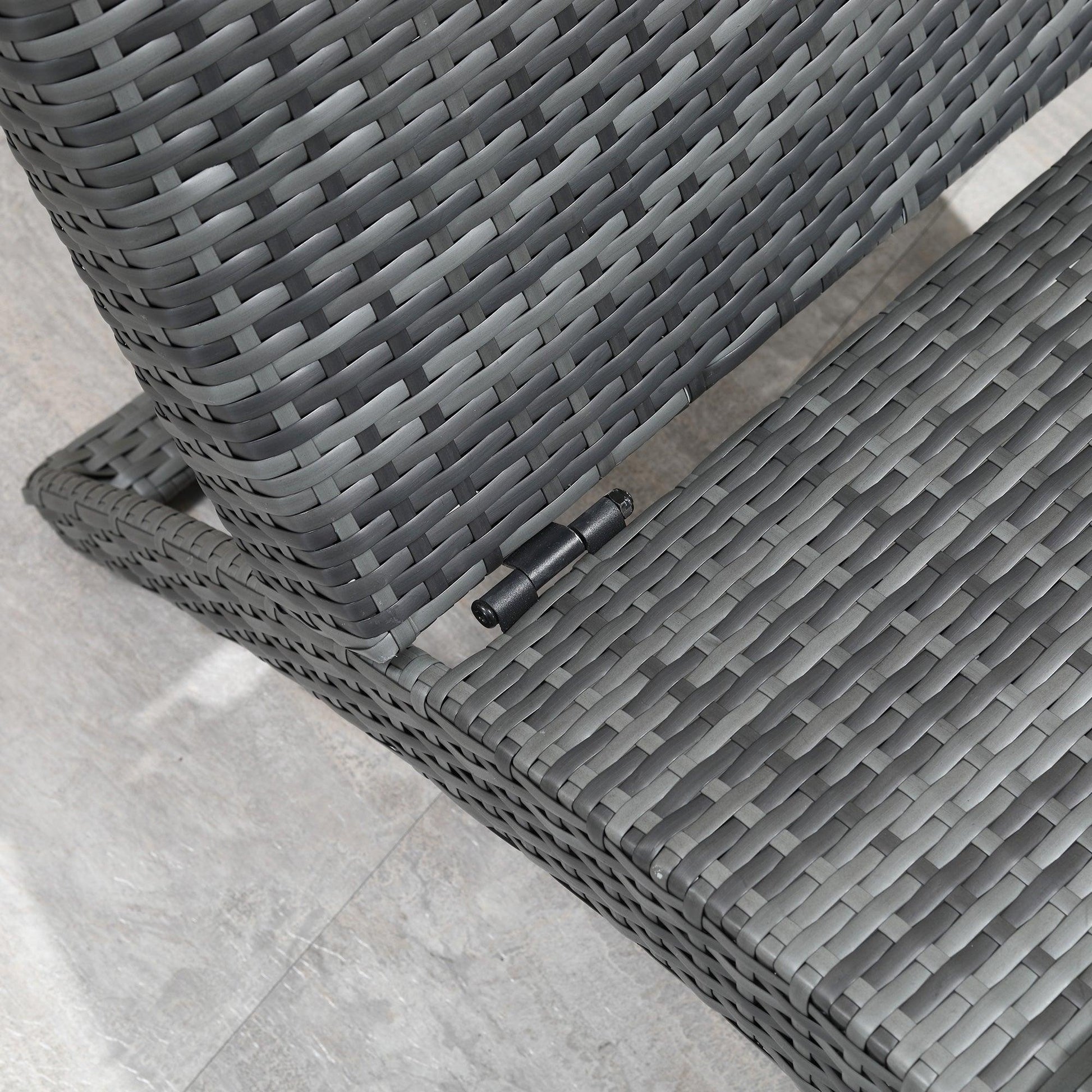 Outsunny Outdoor Grey Rattan Sun Lounger with Cushion - ALL4U RETAILER LTD