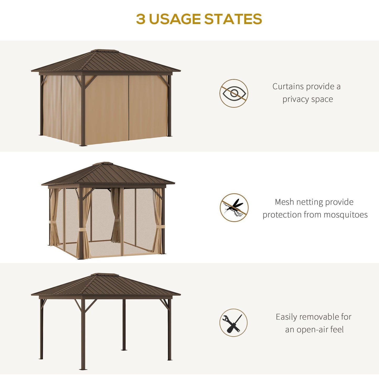 Outsunny Outdoor Hardtop Gazebo - 3.6 x 3m - ALL4U RETAILER LTD