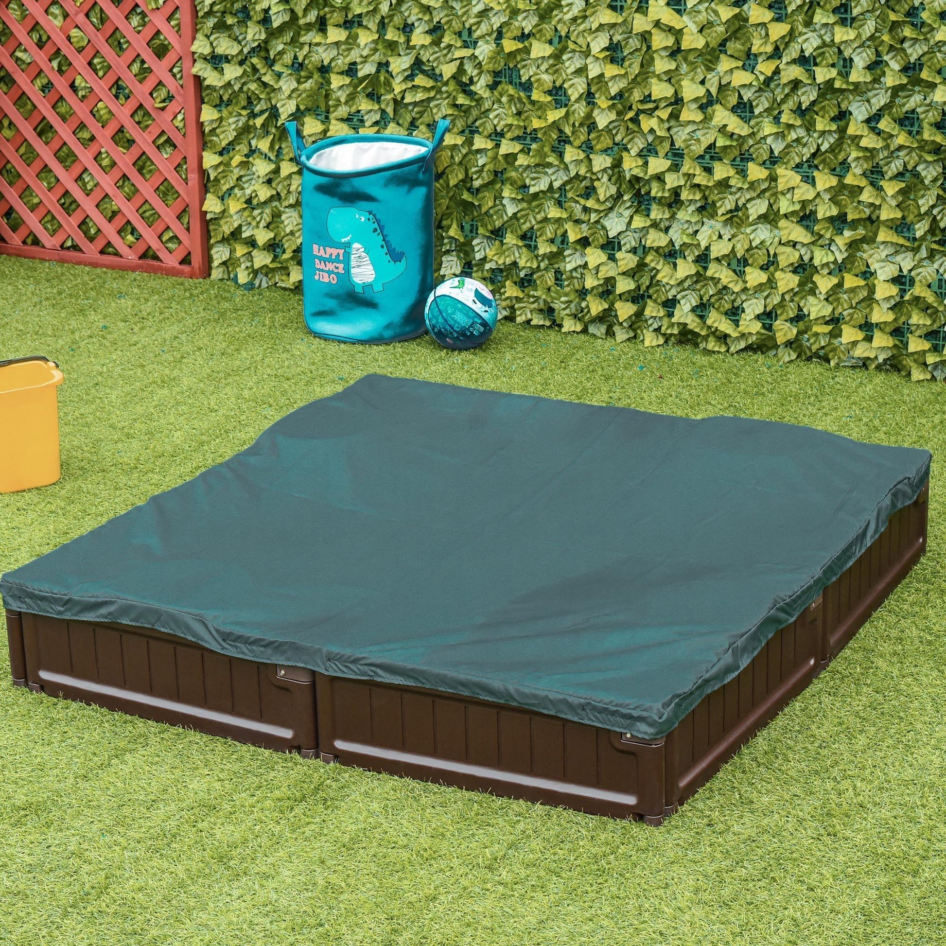 Outsunny Outdoor Kids Sandbox with Waterproof Canopy - Brown - ALL4U RETAILER LTD