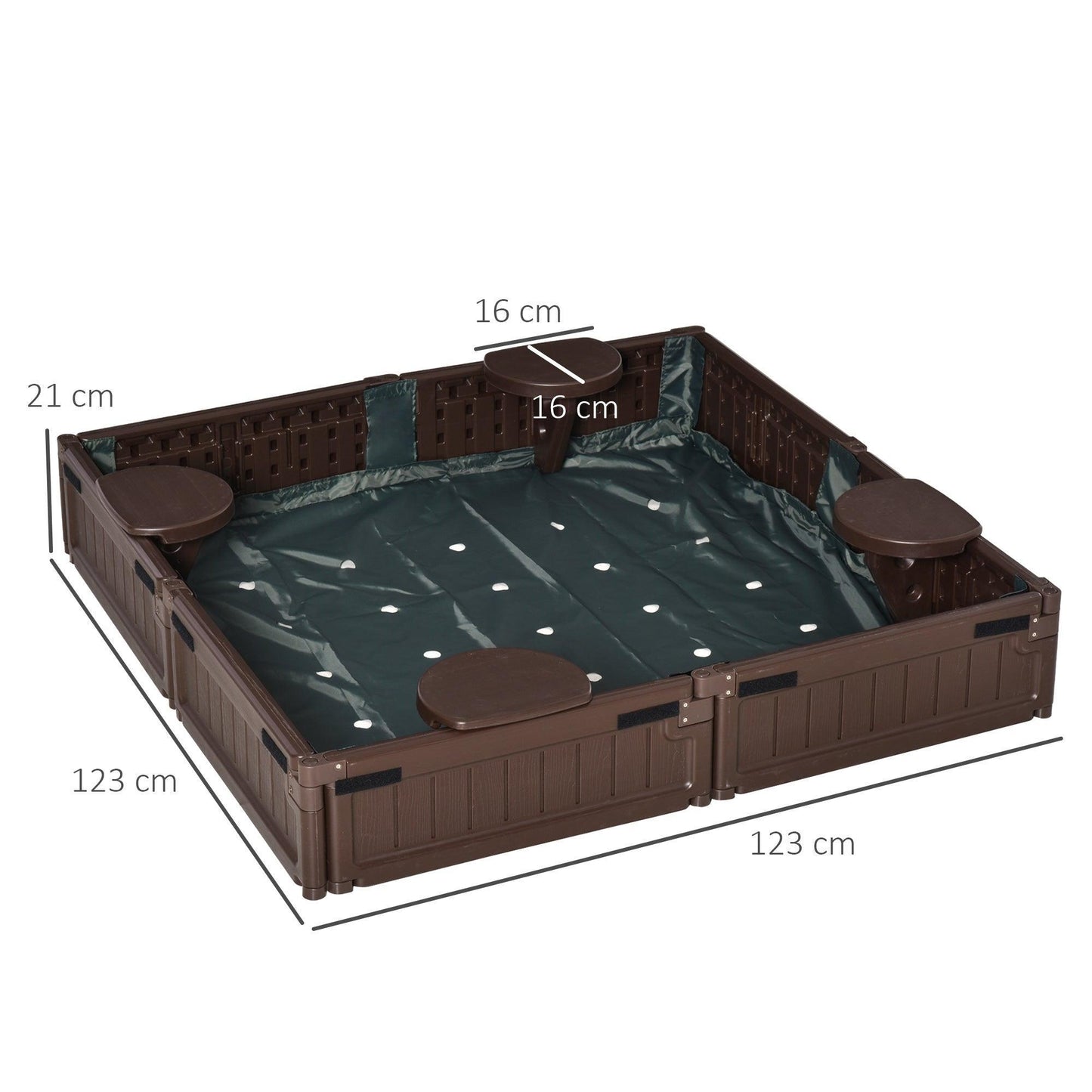 Outsunny Outdoor Kids Sandbox with Waterproof Canopy - Brown - ALL4U RETAILER LTD