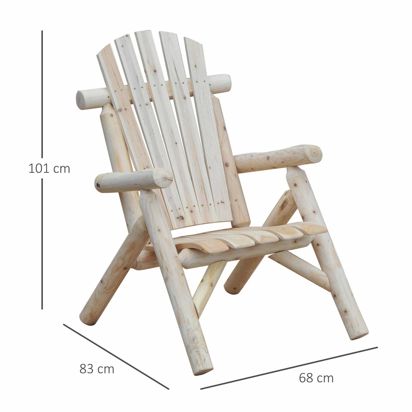 Outsunny Outdoor Lounge Chair, Natural Wood - ALL4U RETAILER LTD