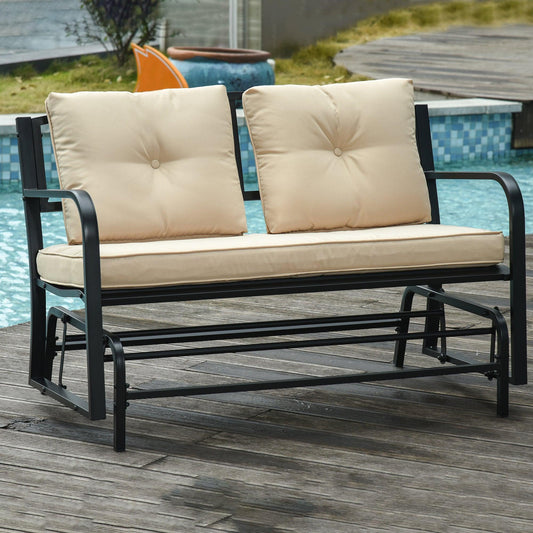 Outsunny Outdoor Loveseat Glider Bench with Cushions - ALL4U RETAILER LTD
