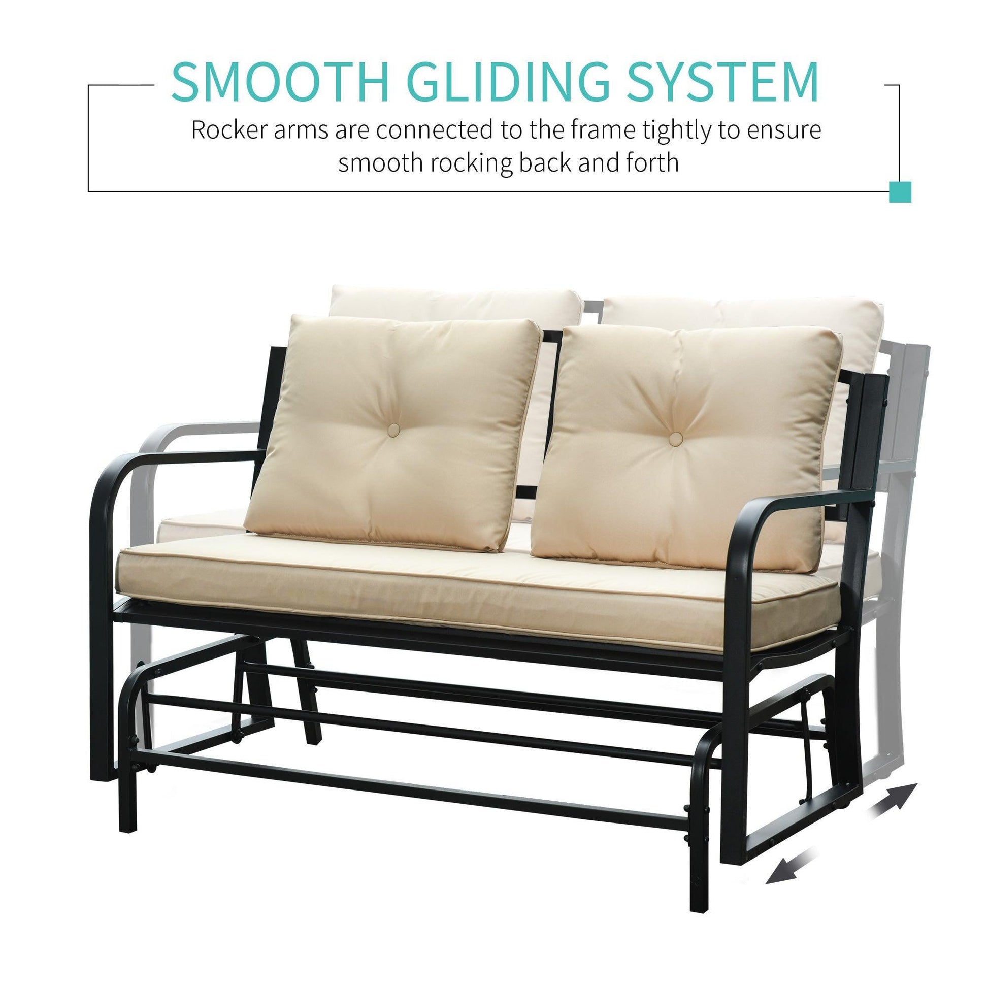 Outsunny Outdoor Loveseat Glider Bench with Cushions - ALL4U RETAILER LTD