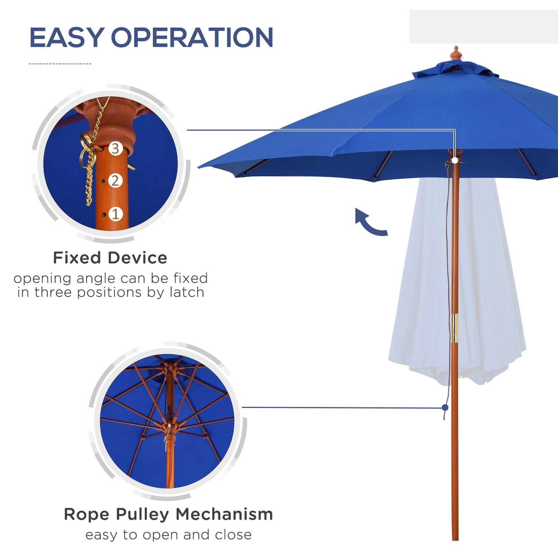 Outsunny Outdoor Market Umbrella Canopy, 2.5m, Blue - ALL4U RETAILER LTD