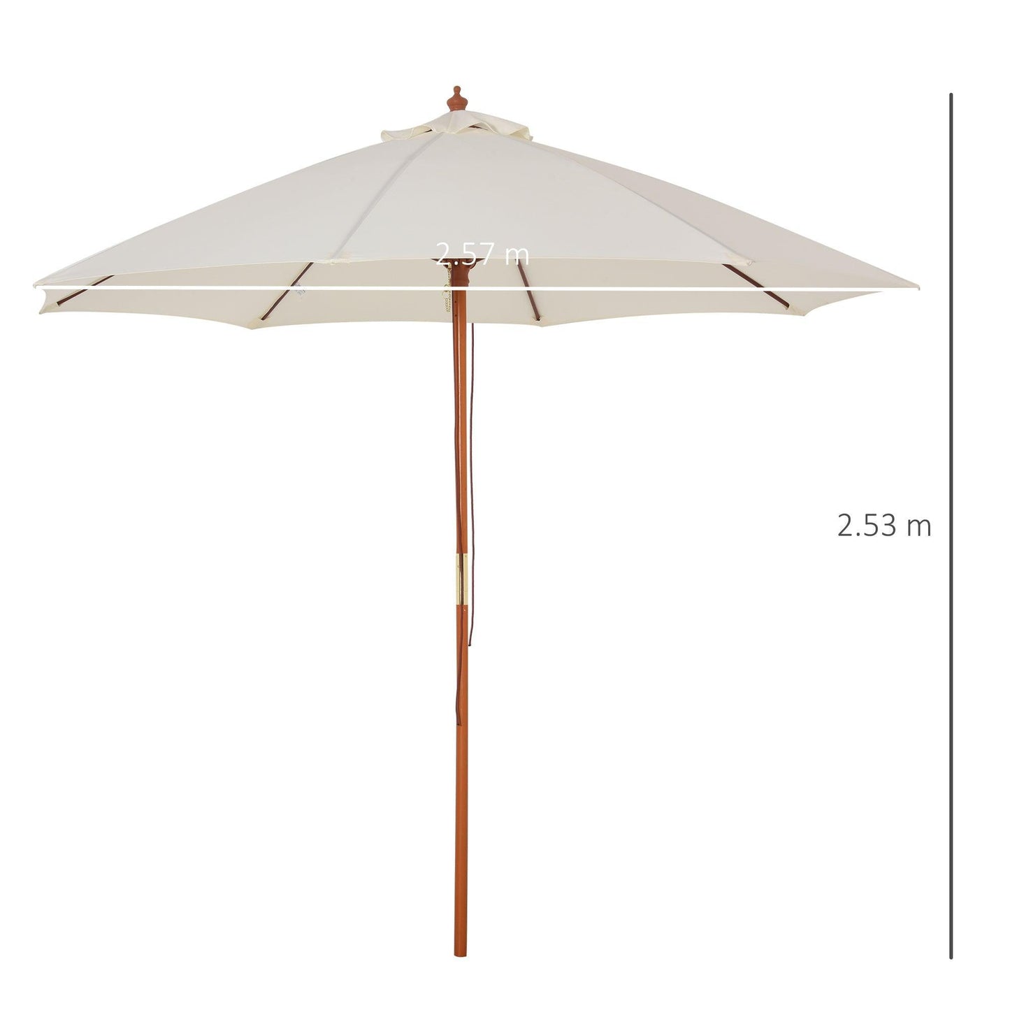 Outsunny Outdoor Market Umbrella Canopy - Cream White - ALL4U RETAILER LTD