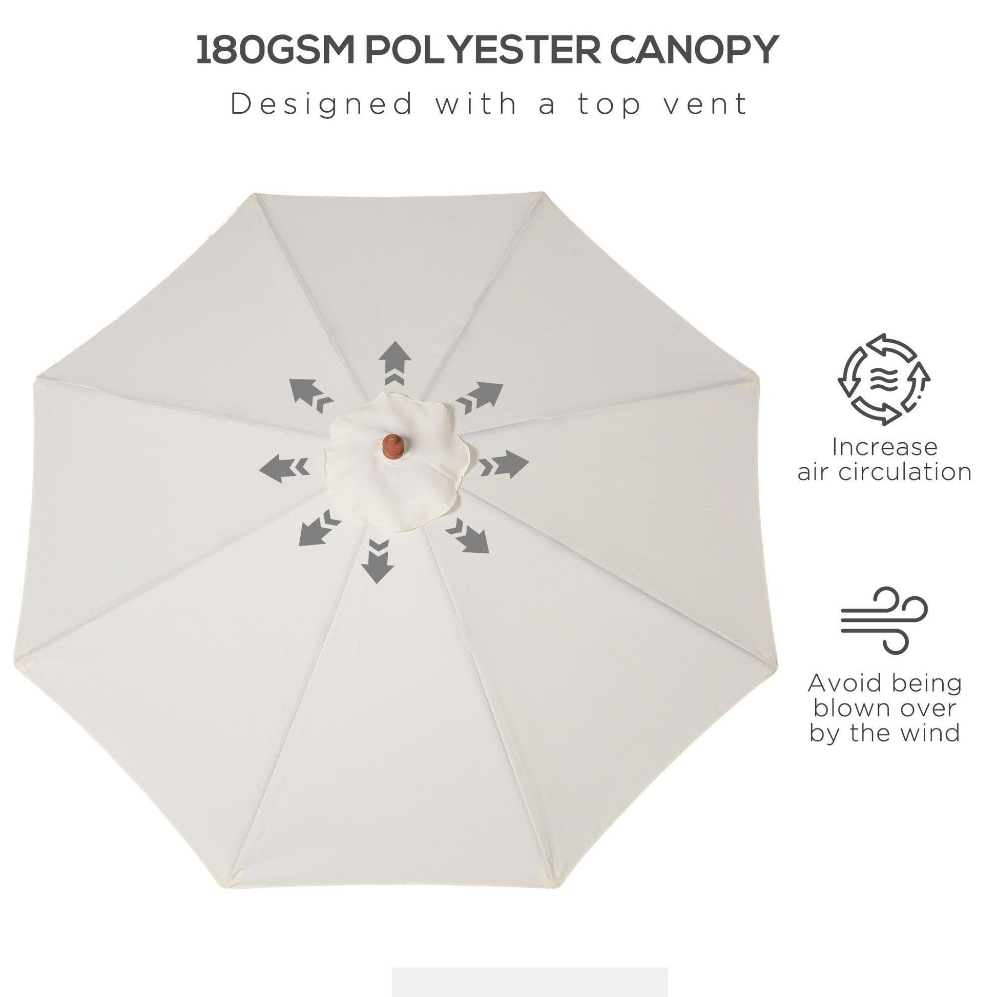 Outsunny Outdoor Market Umbrella Canopy - Cream White - ALL4U RETAILER LTD