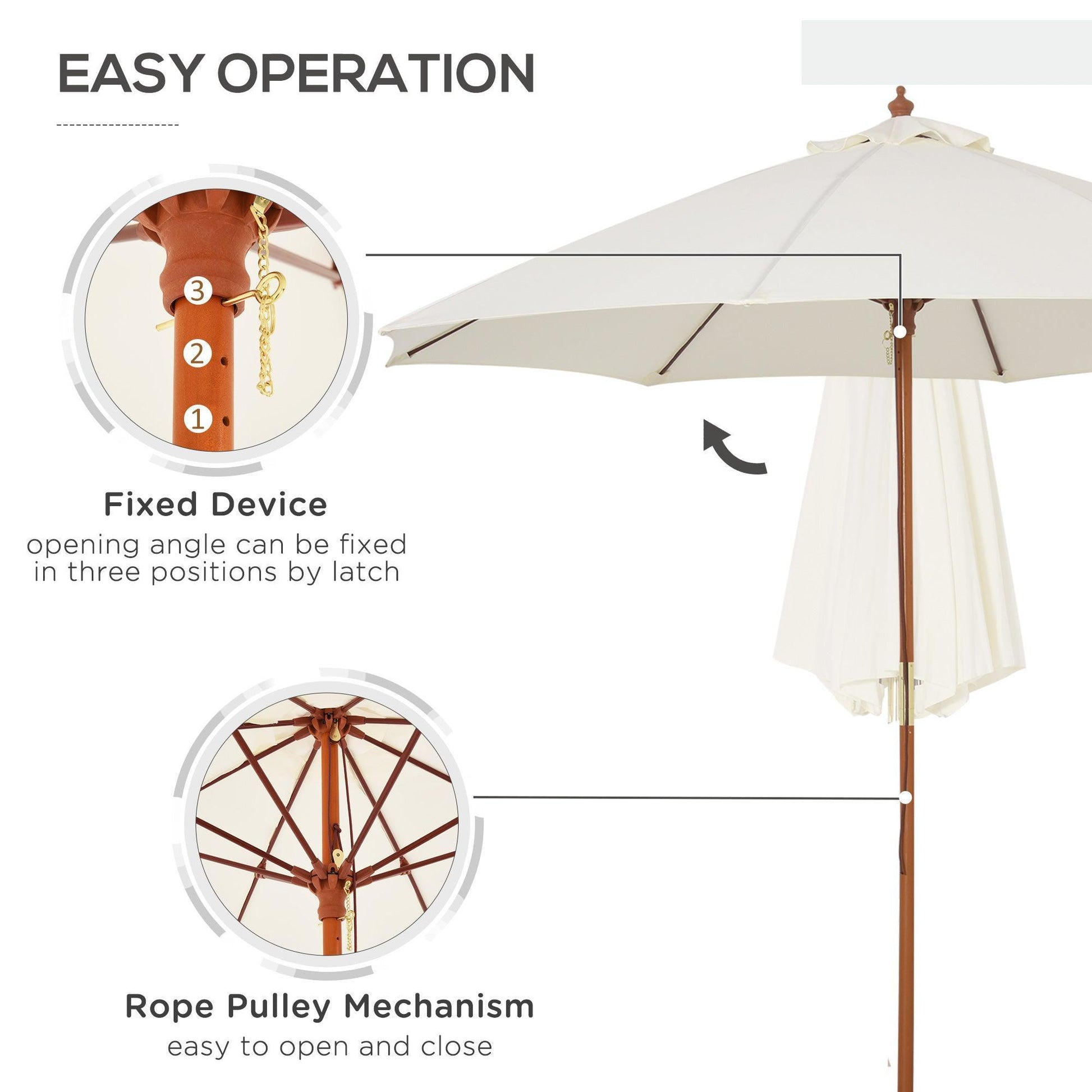 Outsunny Outdoor Market Umbrella Canopy - Cream White - ALL4U RETAILER LTD