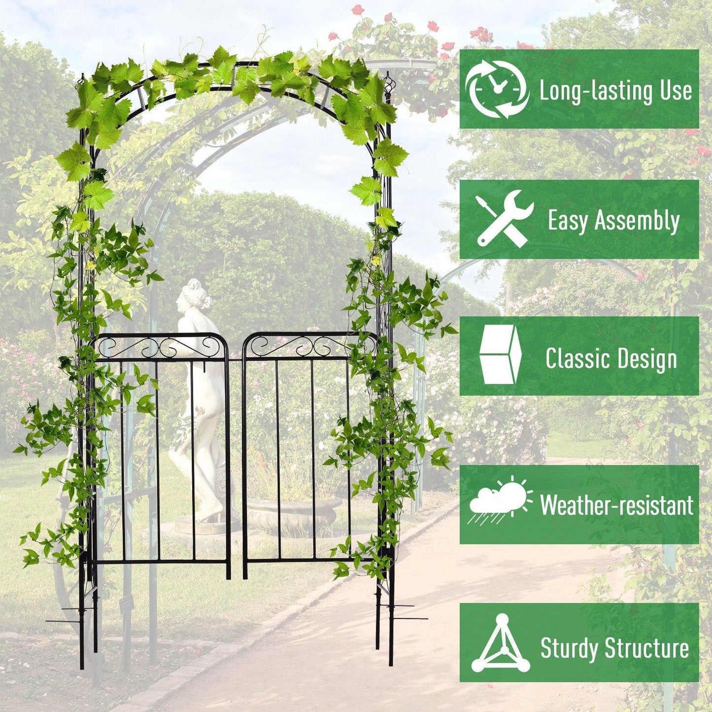 Outsunny Outdoor Metal Garden Archway - ALL4U RETAILER LTD